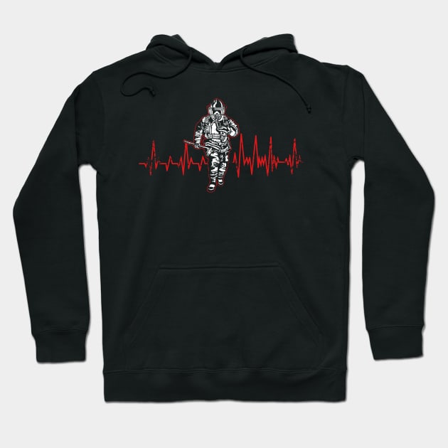 Heartbeat Firefighter Firemen Hoodie by Shirtbubble